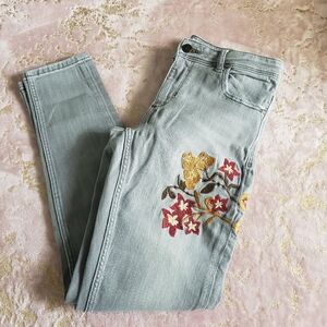ZARA BASIC | Grey Embroidered Jeans